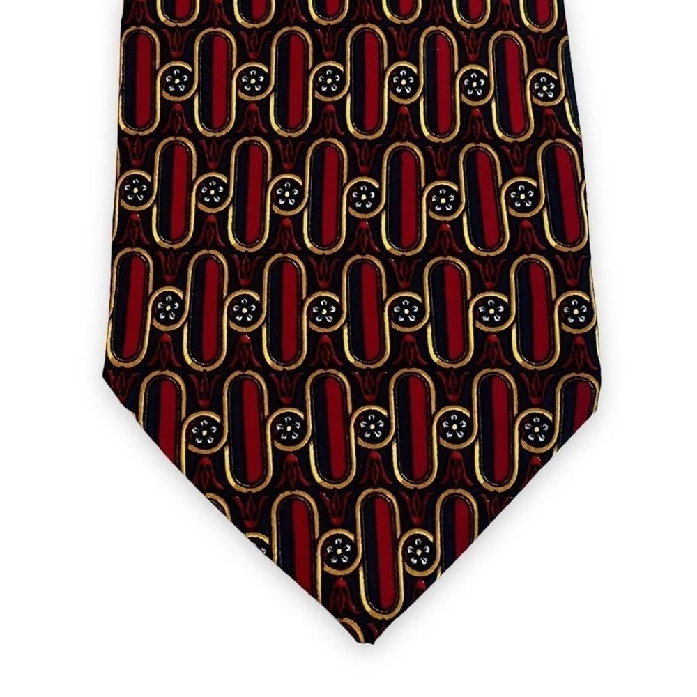 Valentino 100% Silk Tie Handmade in Italy Vintage Luxury Designer Mod Geo Print